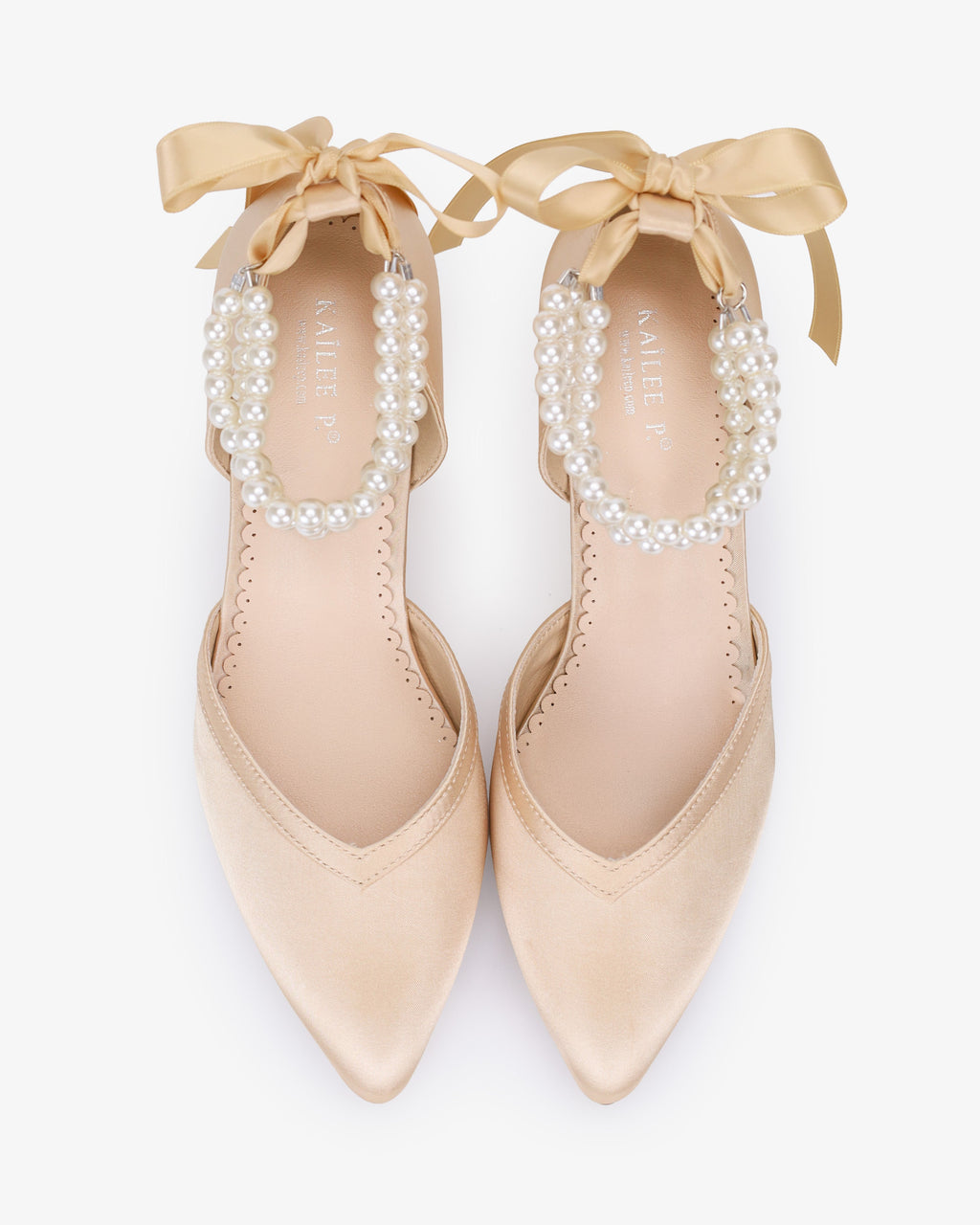 Satin Block Heels Evening Shoes with Trinity Pearls Wrap