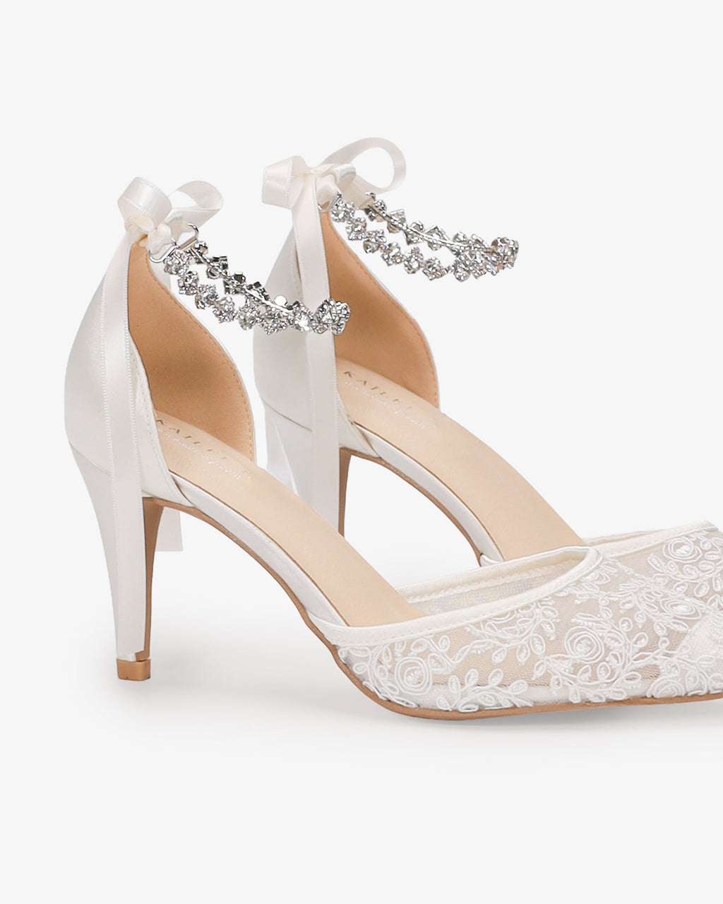 Wedding Lace Heels With Amaryllis Crystal Strap