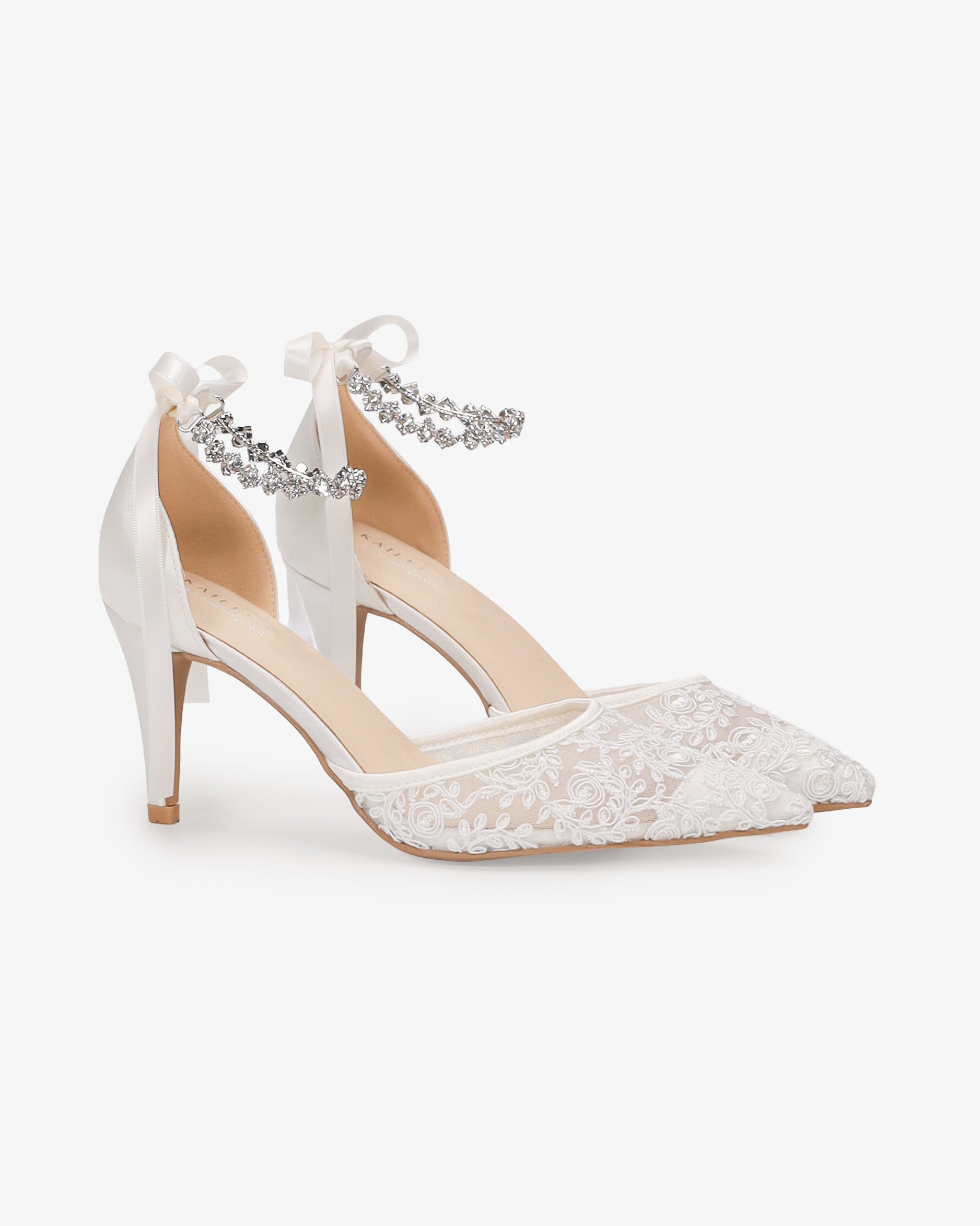 Wedding Lace Heels With Amaryllis Crystal Strap