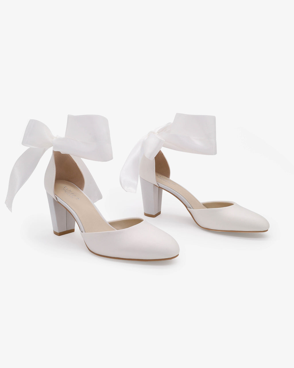 Satin Wedding Block Heel with Wrapped Ankle Tie