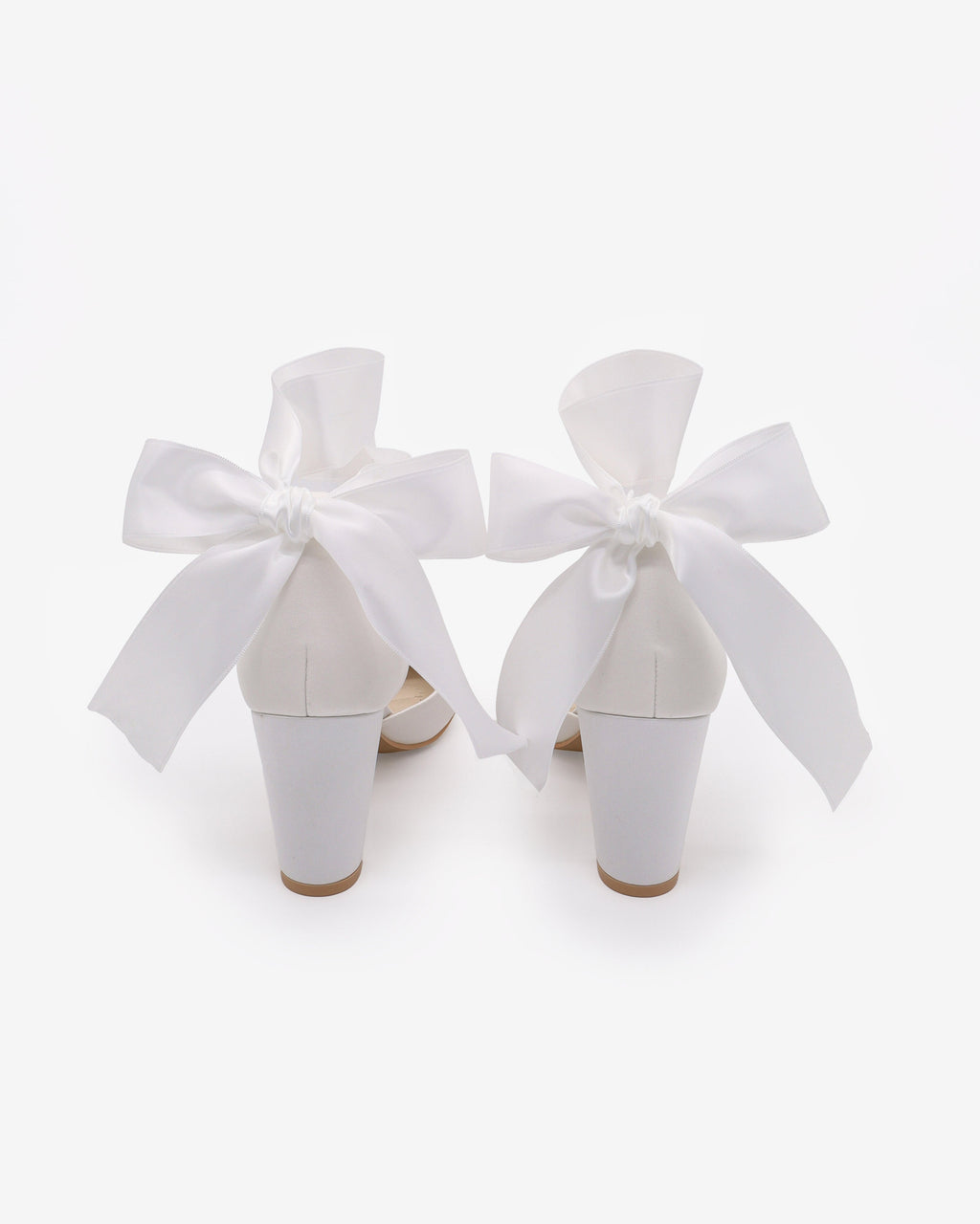Satin Wedding Block Heel with Wrapped Ankle Tie