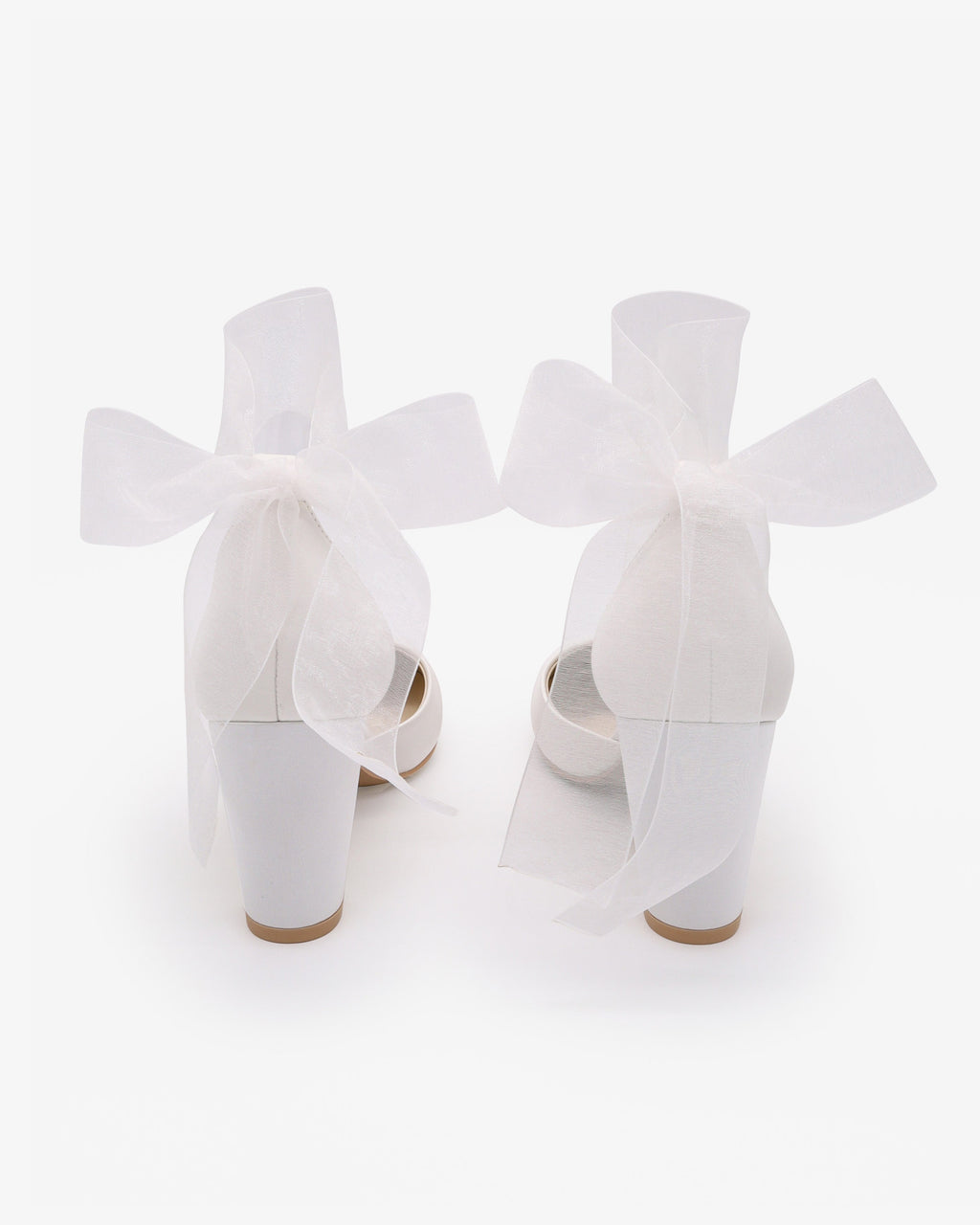 Satin Wedding Block Heel with Wrapped Ankle Tie