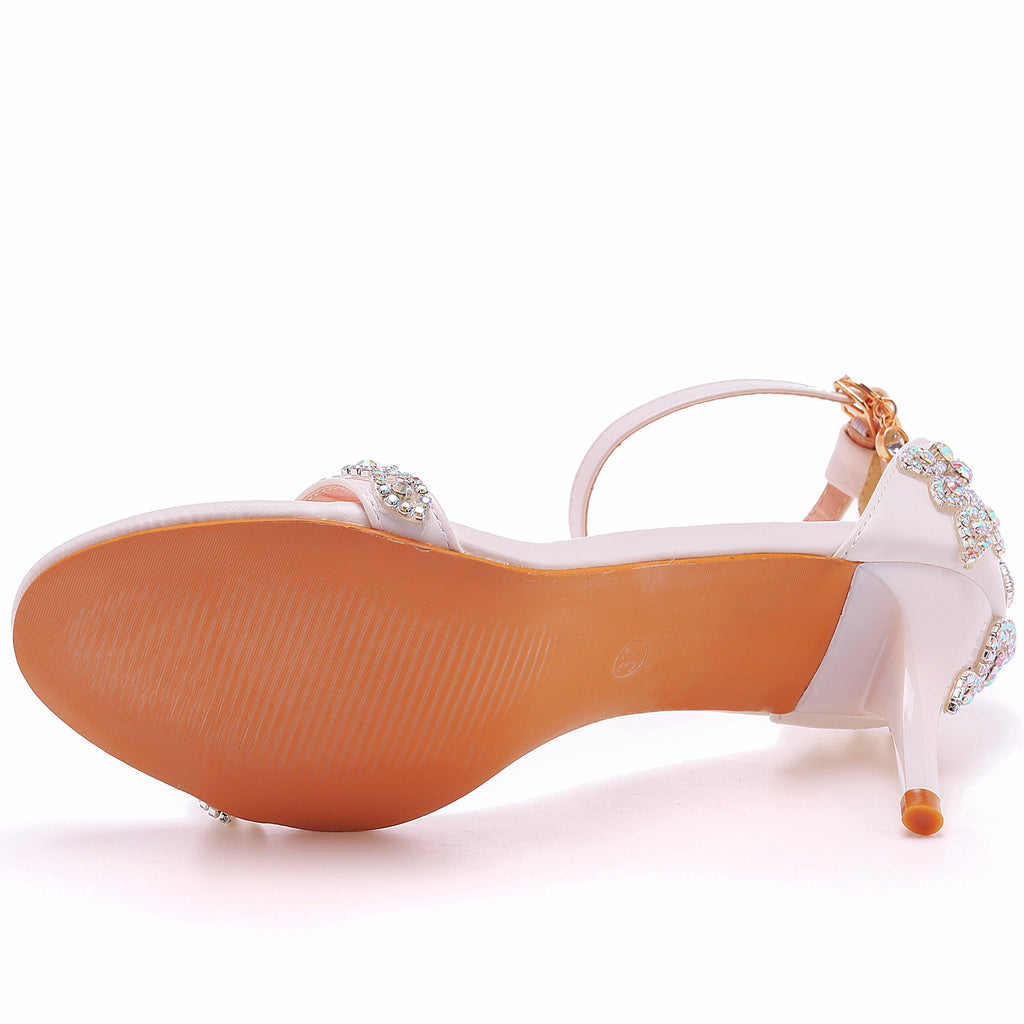 New Wedding Shoe Buckle with Pearl Sandals for Women's Sexy Open toed Party Nachtclub Stripping Shoes Steel Pipe Dance Shoes