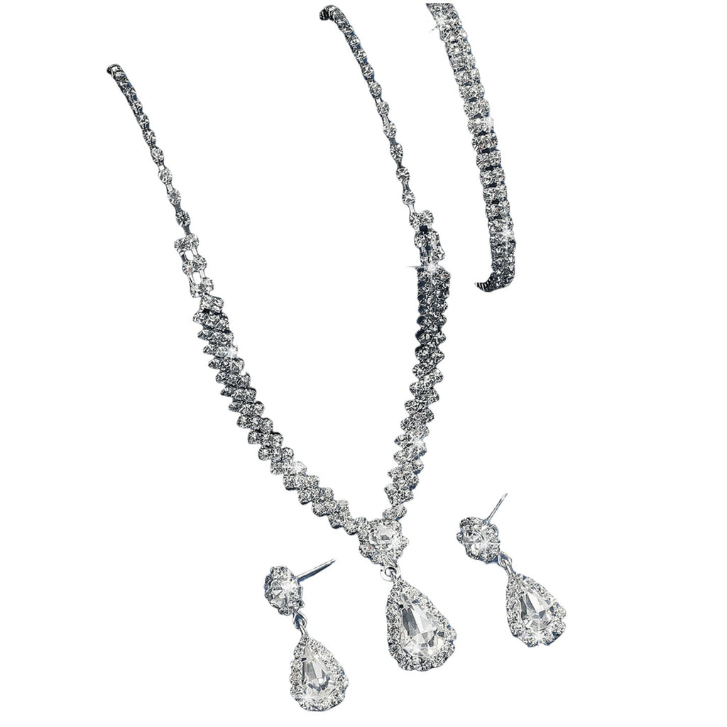 Bridal Diamond Water Drop The Wedding Party Formal Jewelry Set