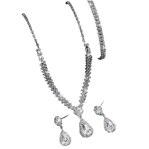 Bridal Diamond Water Drop The Wedding Party Formal Jewelry Set
