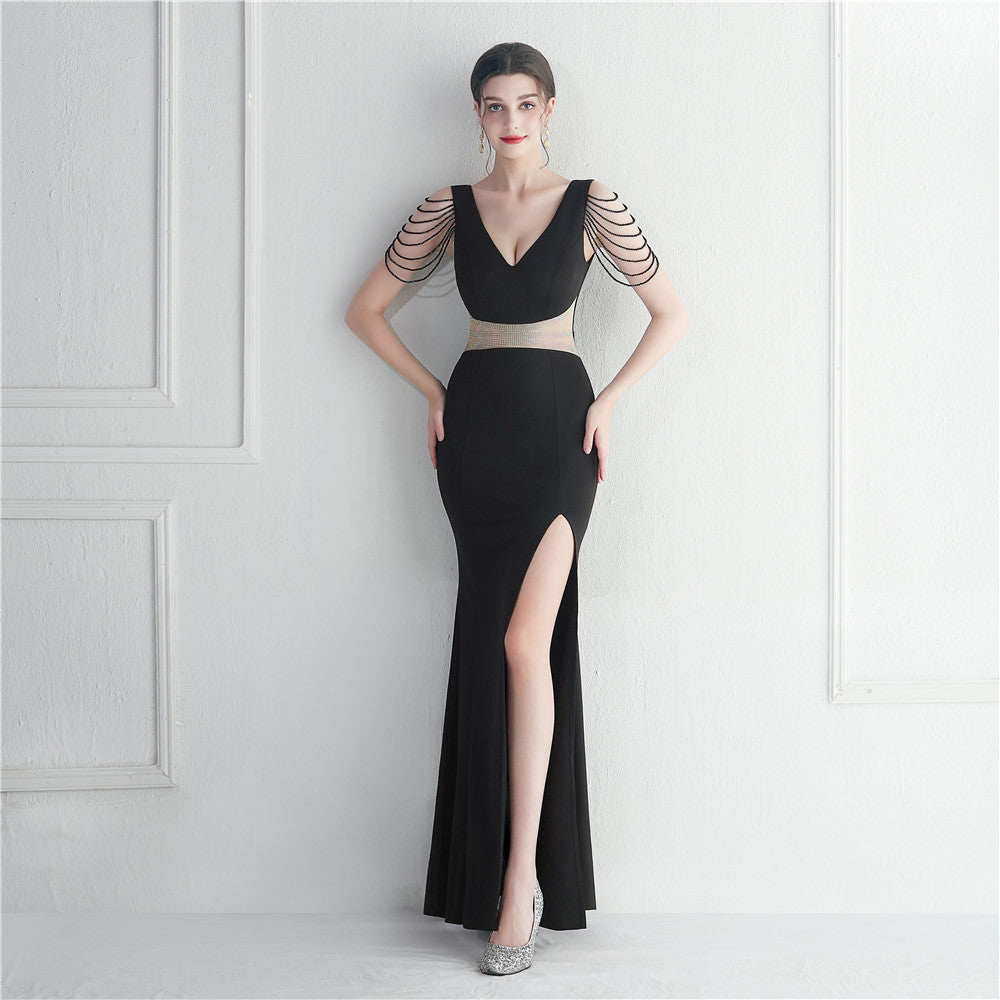 Rhinestone Star Beaded Evening Dress