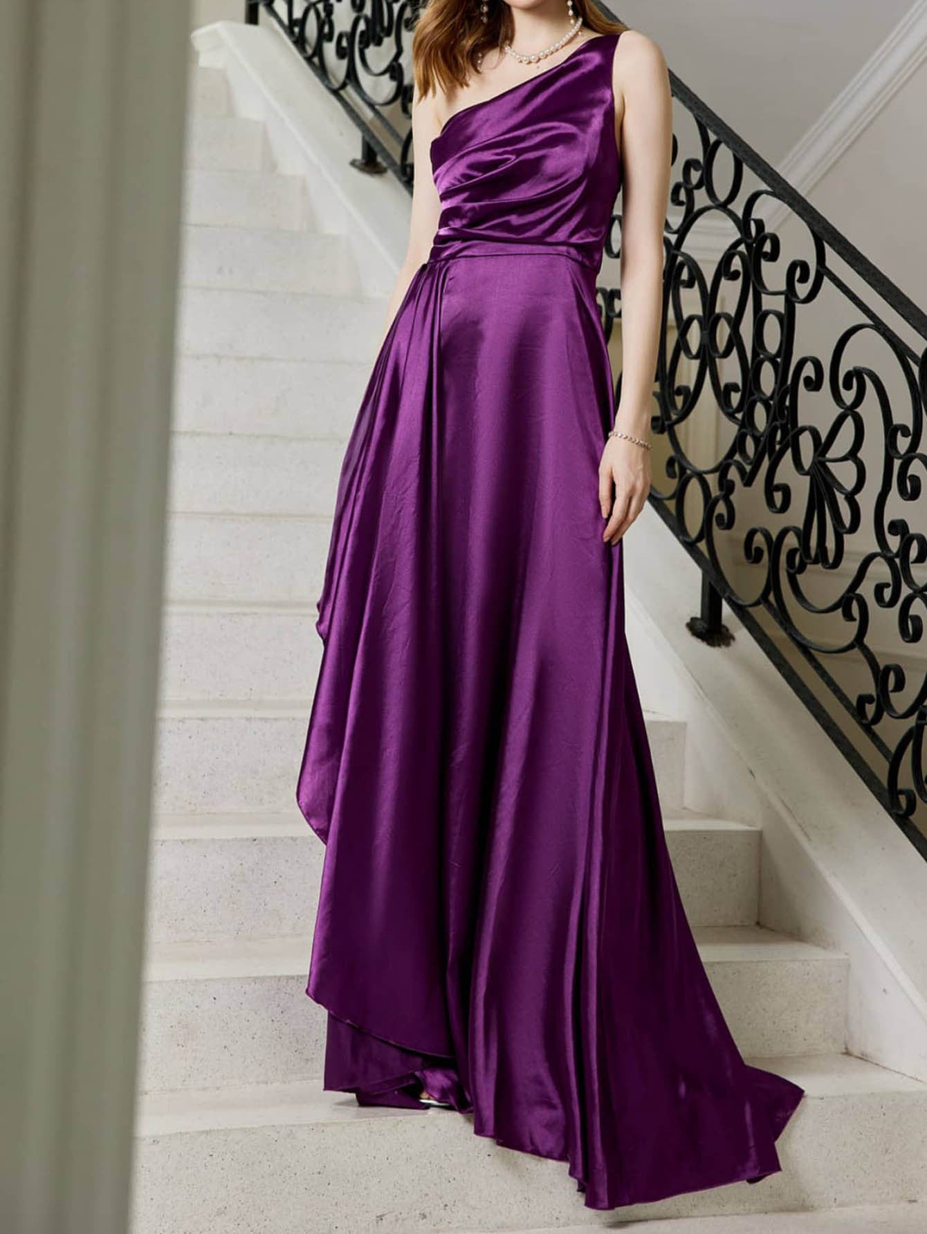 One-Shoulder Satin Bridesmaid Dress