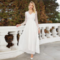 Long-Sleeve Lace Cutout Wedding Dress