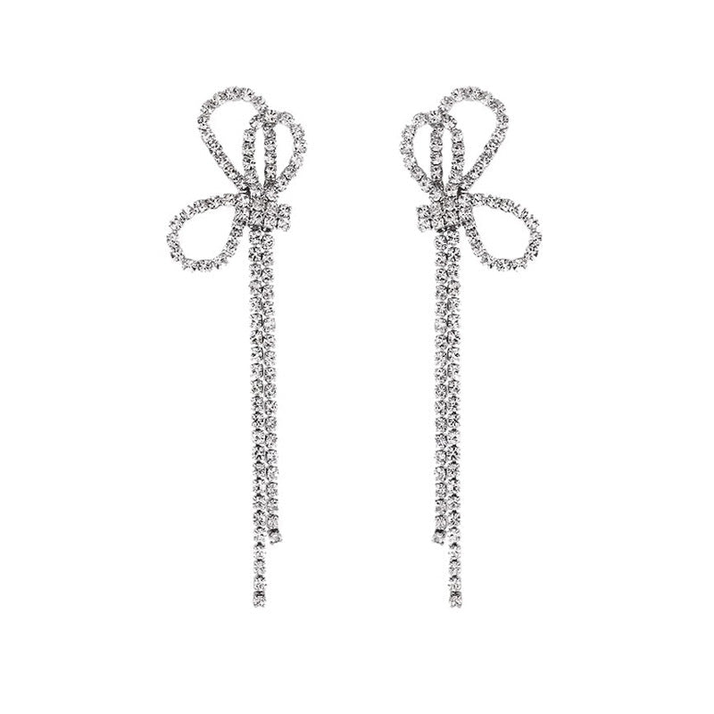 Women's Bow Long Tassel Eardrops Without Pierced Ears Mosquito Coil Affordable Rings