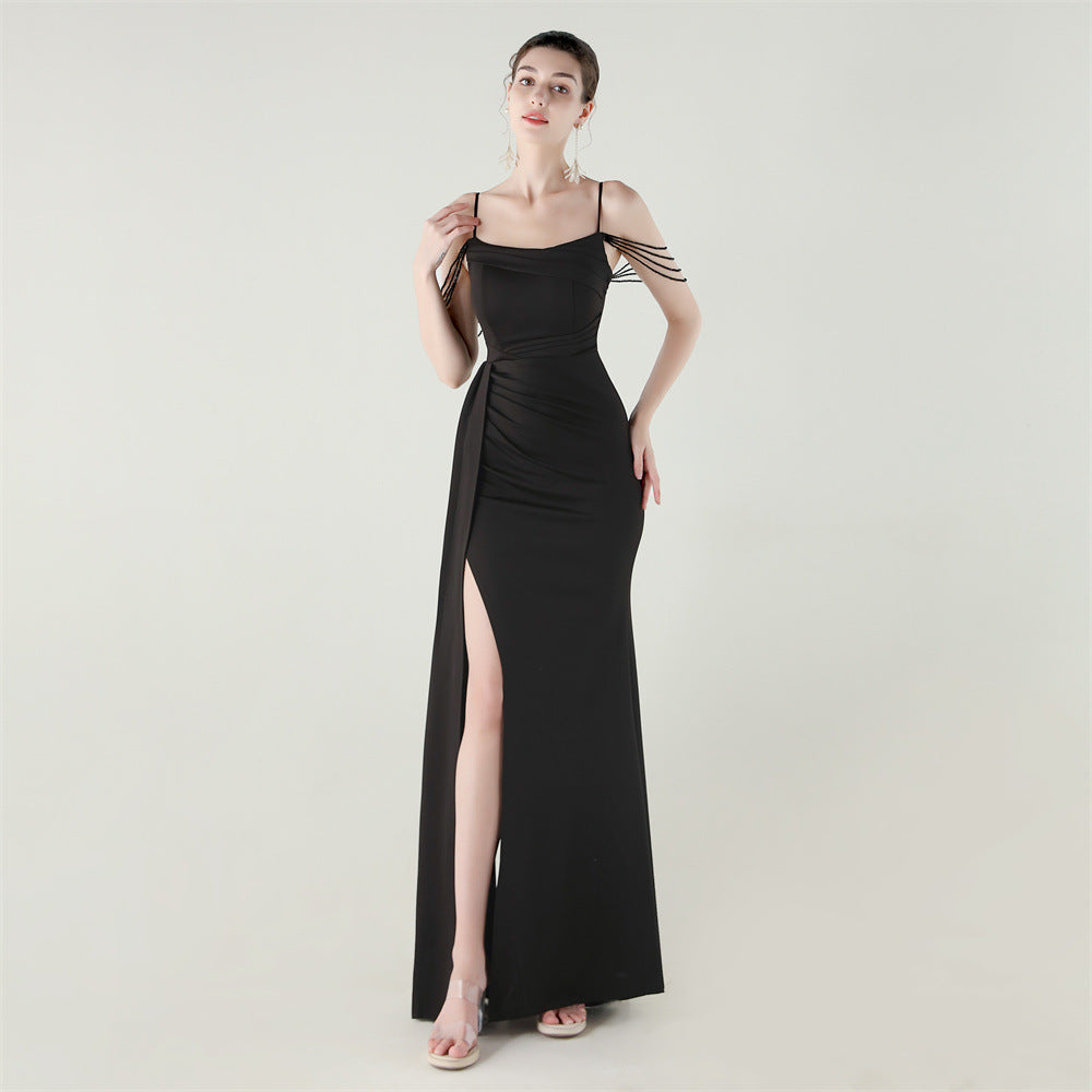Beaded Chain Bandeau Fishtail Dress