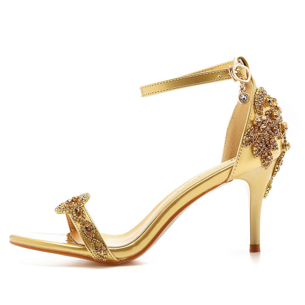 New Wedding Shoe Buckle with Pearl Sandals for Women's Sexy Open toed Party Nachtclub Stripping Shoes Steel Pipe Dance Shoes