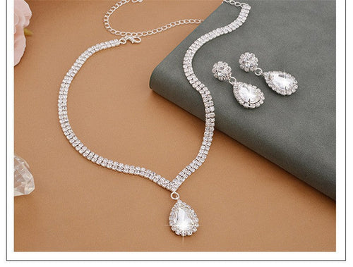 Bridal Water Drop Of Rhinestone Three-piece Bracelets