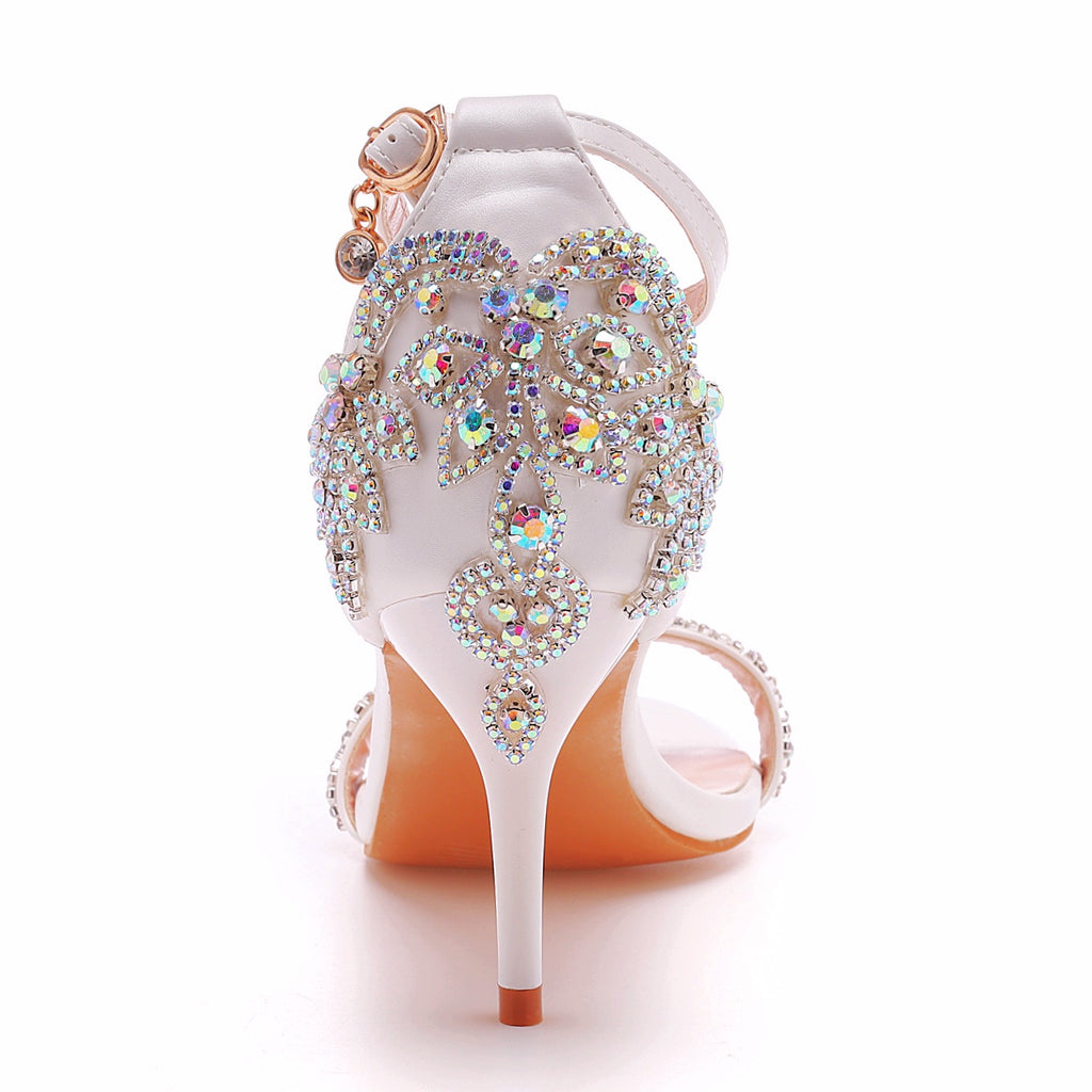 New Wedding Shoe Buckle with Pearl Sandals for Women's Sexy Open toed Party Nachtclub Stripping Shoes Steel Pipe Dance Shoes