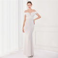 Off-Shoulder Fringe Fishtail Party Dress
