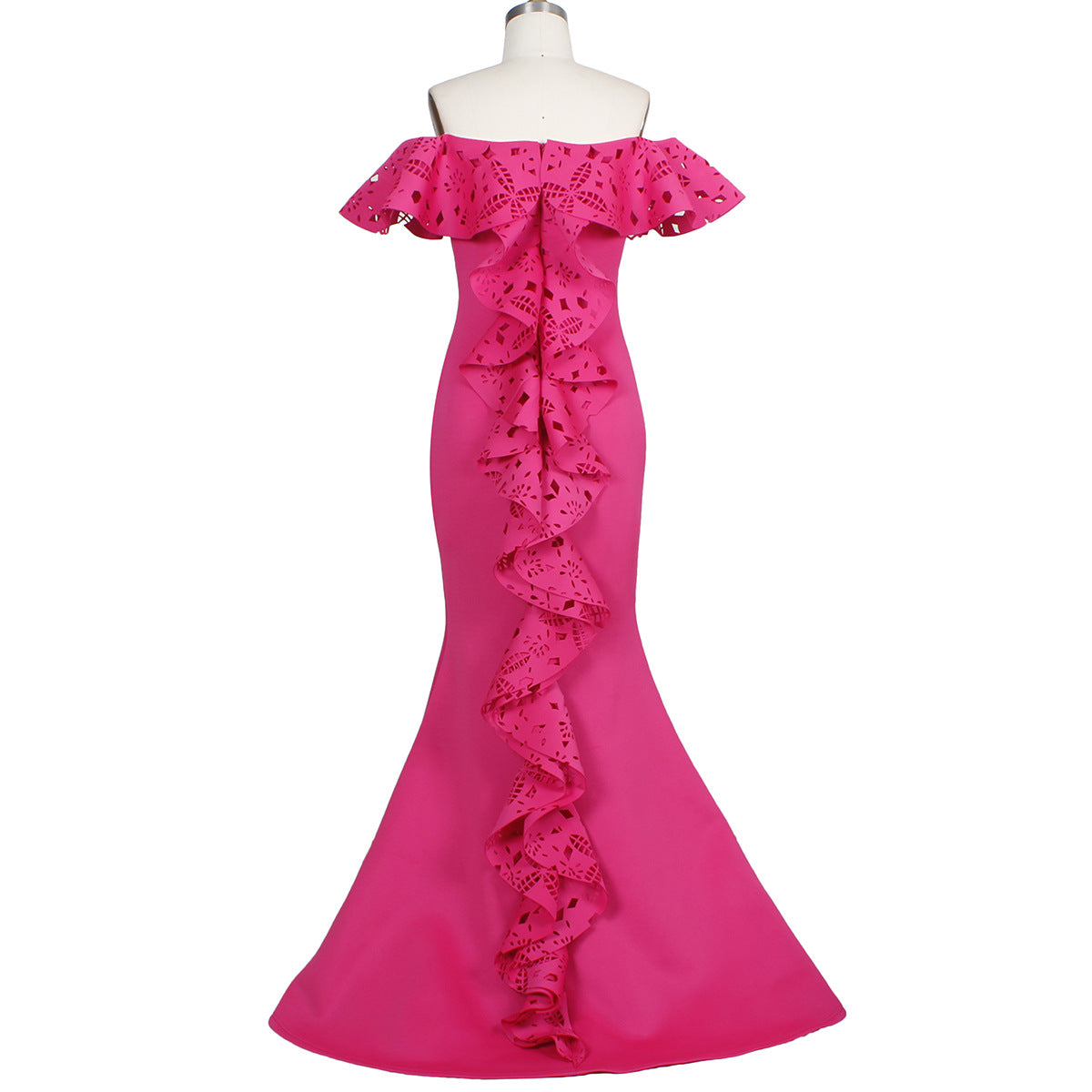 Off-Shoulder Ruffled Fishtail Bridesmaid Dress