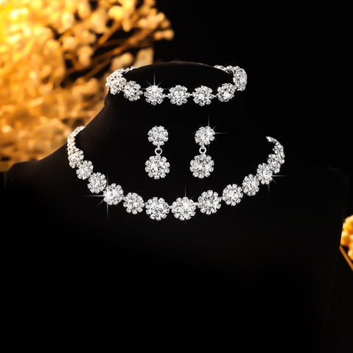 Bridal Wedding Gorgeous Light Luxury Rhinestone Jewelry Set