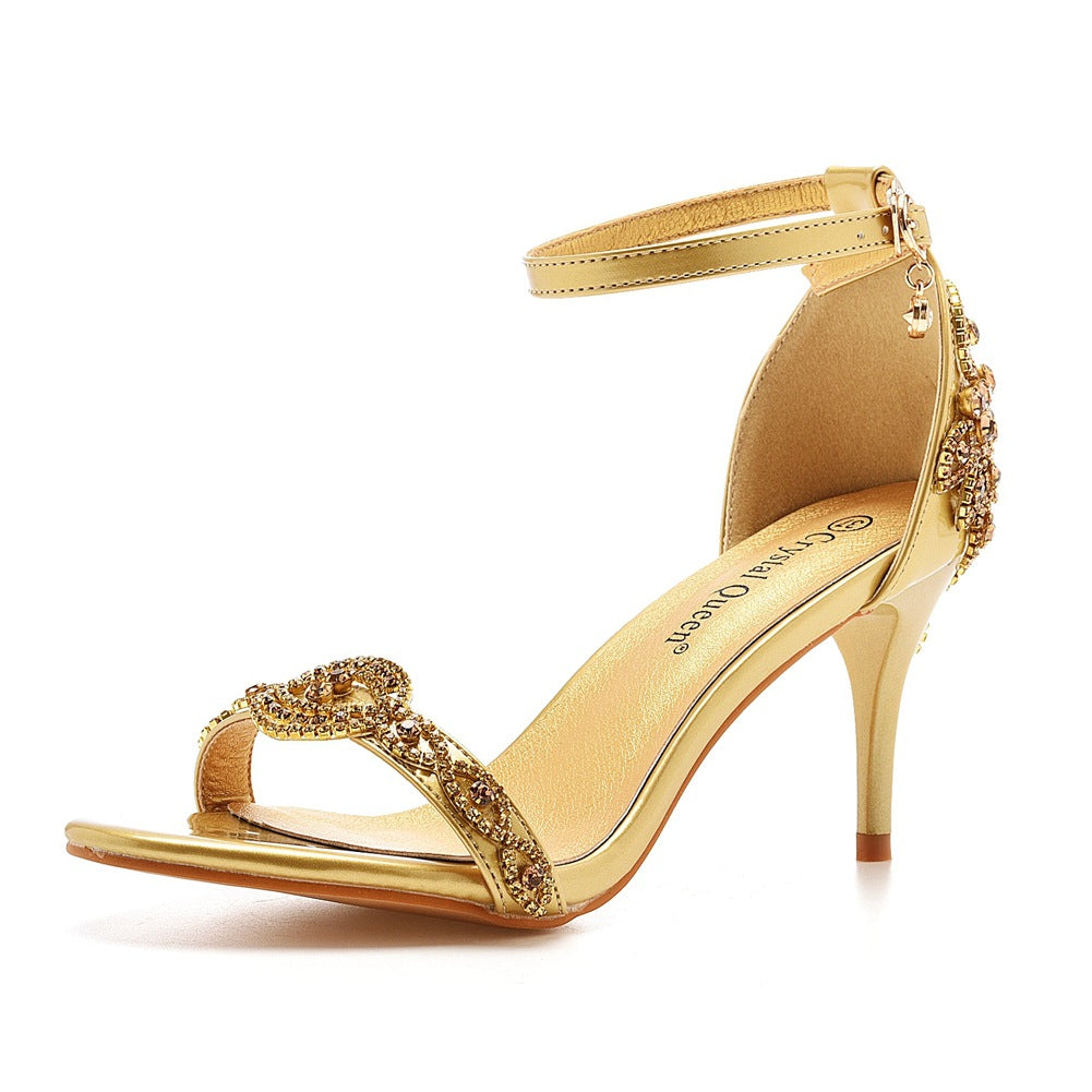 New Wedding Shoe Buckle with Pearl Sandals for Women's Sexy Open toed Party Nachtclub Stripping Shoes Steel Pipe Dance Shoes