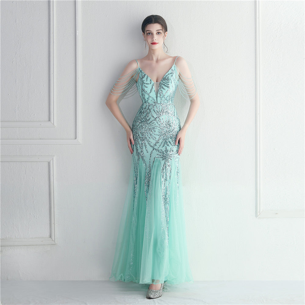 Beaded Camisole Evening Dress