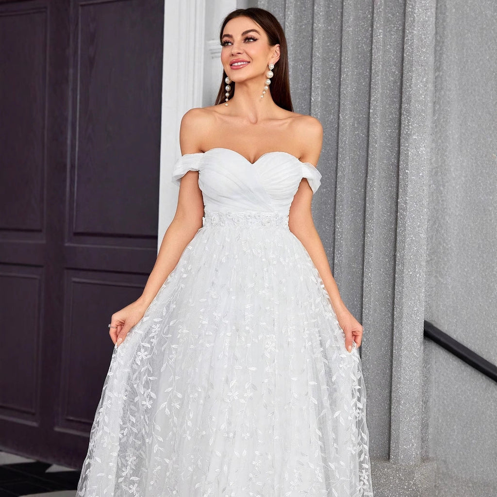 Sweetheart Off-Shoulder Light Wedding Dress