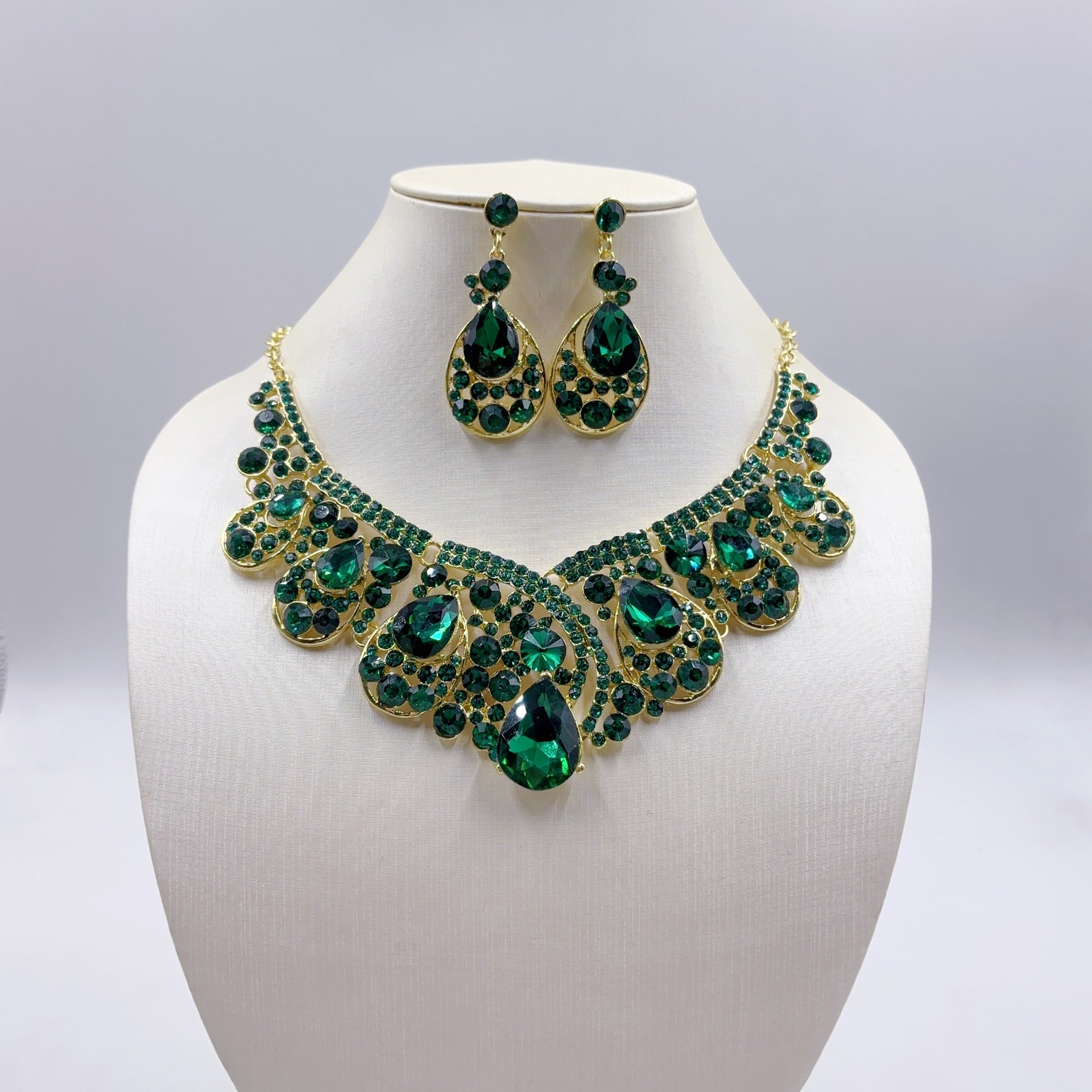 Rhinestone Crystal Suite Bridal Banquet Formal Dress Luxury Jewelry Set