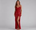 Sequin V-Neck Slip Evening Gown