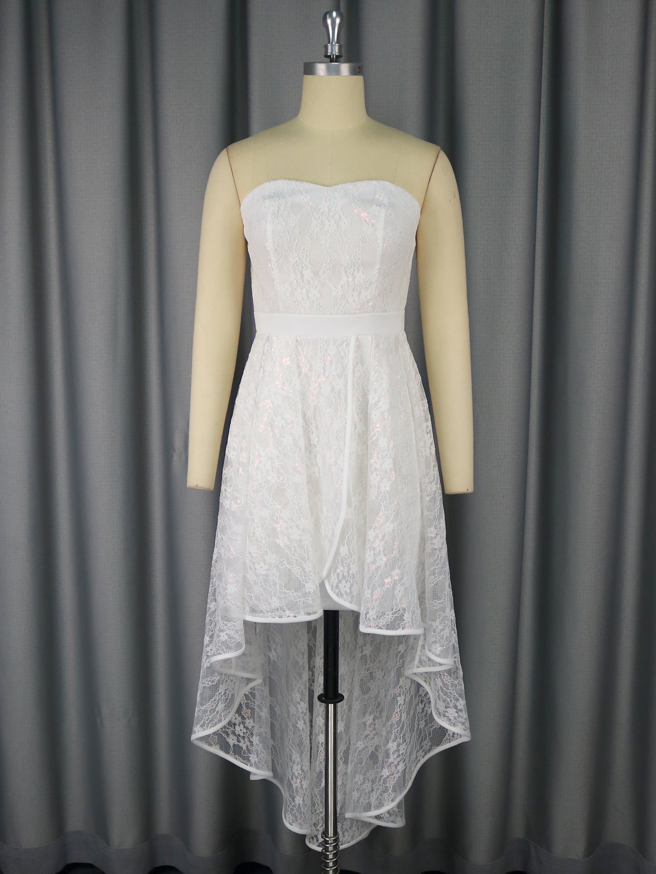 Jacquard Lace Tube Top Bridesmaid Dress