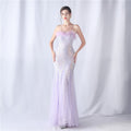 Feather & Sequin Tube Top Evening Dress