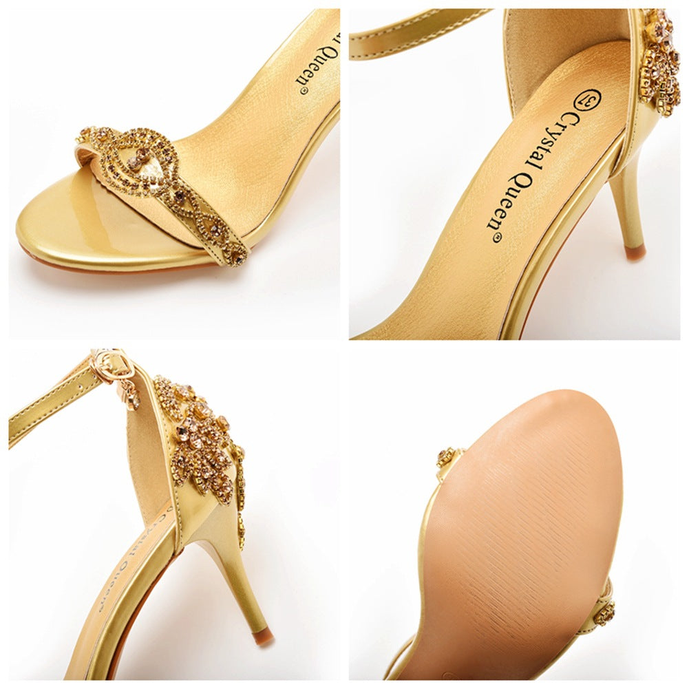 New Wedding Shoe Buckle with Pearl Sandals for Women's Sexy Open toed Party Nachtclub Stripping Shoes Steel Pipe Dance Shoes