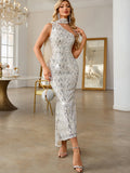 Backless Sequin Evening Dress