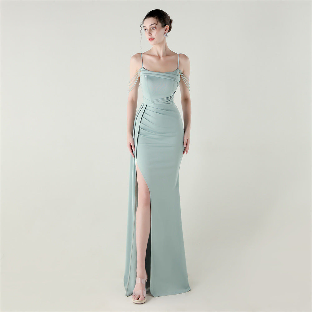 Beaded Chain Bandeau Fishtail Dress