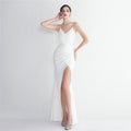 Sleeveless V-Neck Split Fishtail Gown