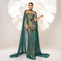 Sequined Cape Fishtail Bridesmaid Dress