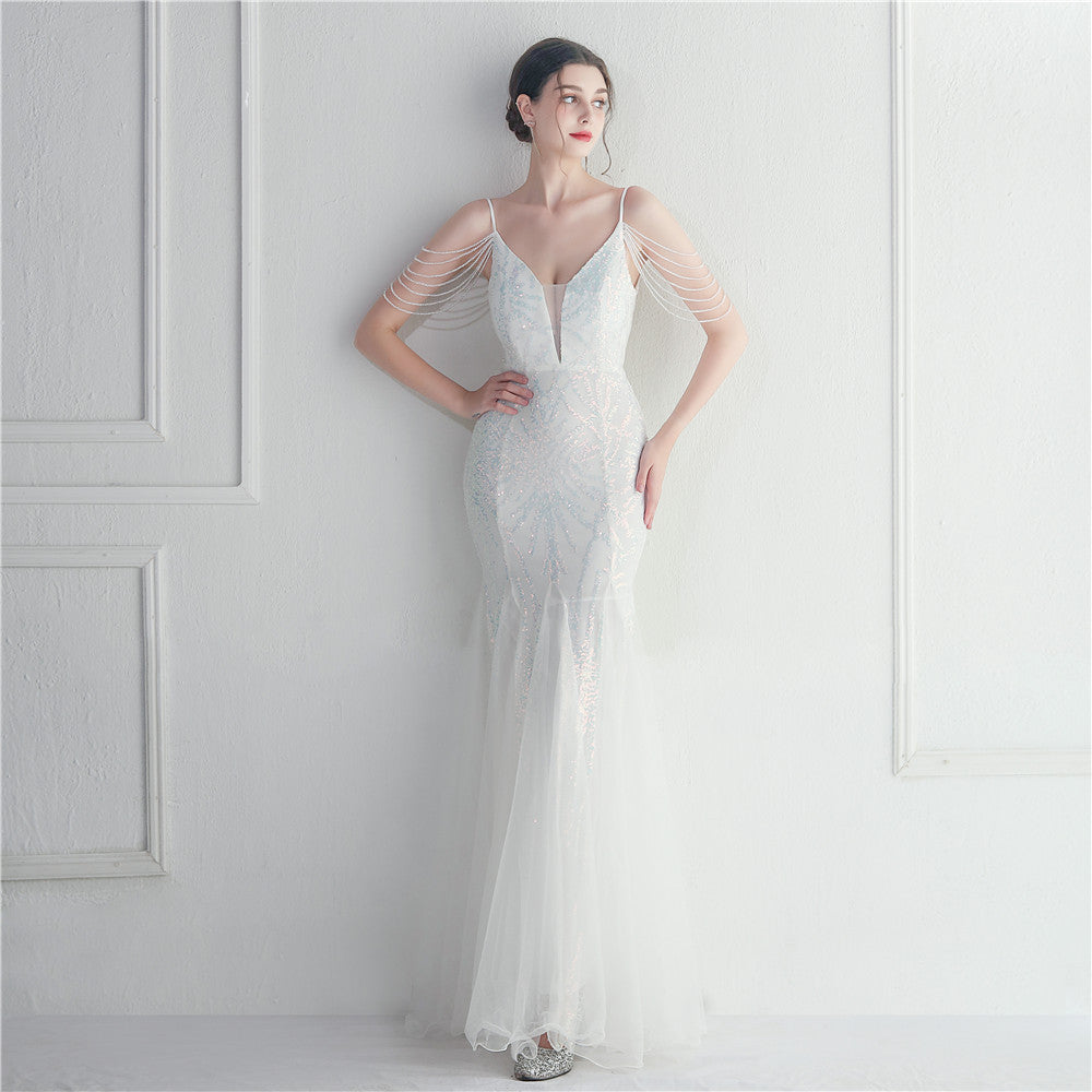 Beaded Camisole Evening Dress