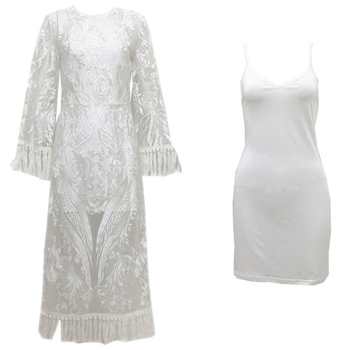 Beaded Lace Embroidered Evening Set