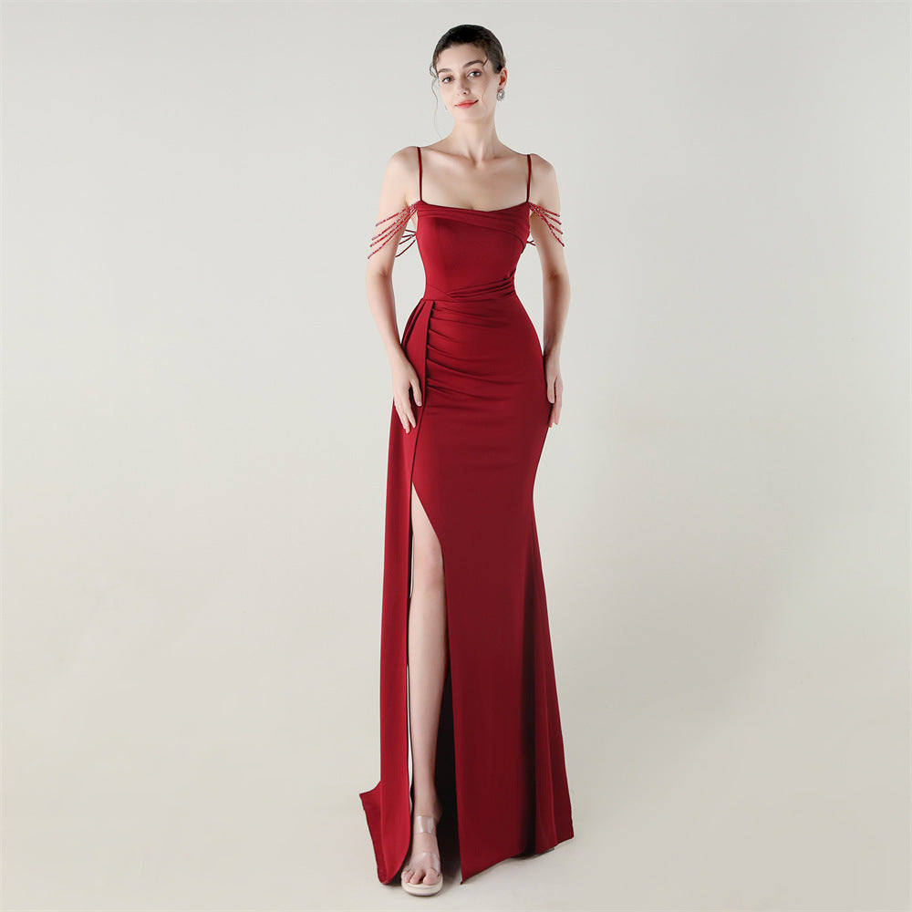 Beaded Chain Bandeau Fishtail Dress