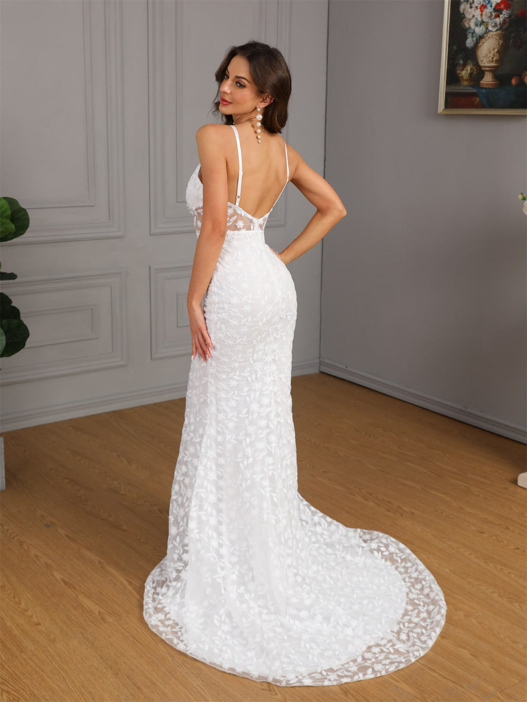 European and American Foreign Trade New Women's Clothing Amazon Sexy Sleeveless Suspender Tail Slim Wedding Dress Wedding Dress
