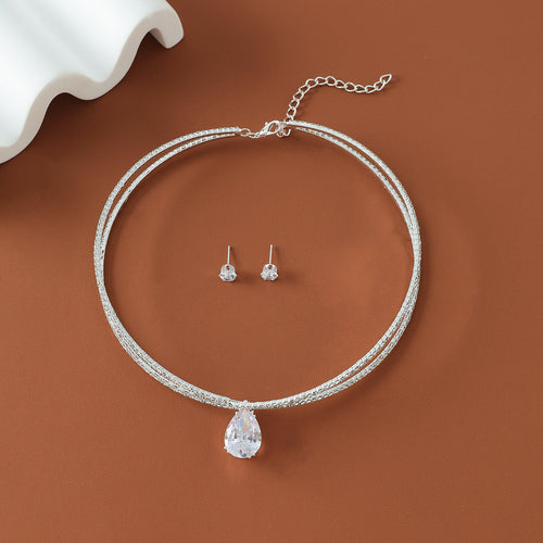 Bridal Fashion Elegant Two-piece Wedding Dress Jewelry Set
