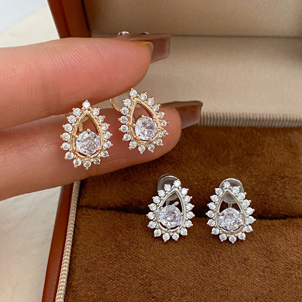 Everyday Joker Water Drop Micro Inlaid Zircon Champagne Light Luxury Ear Clip
