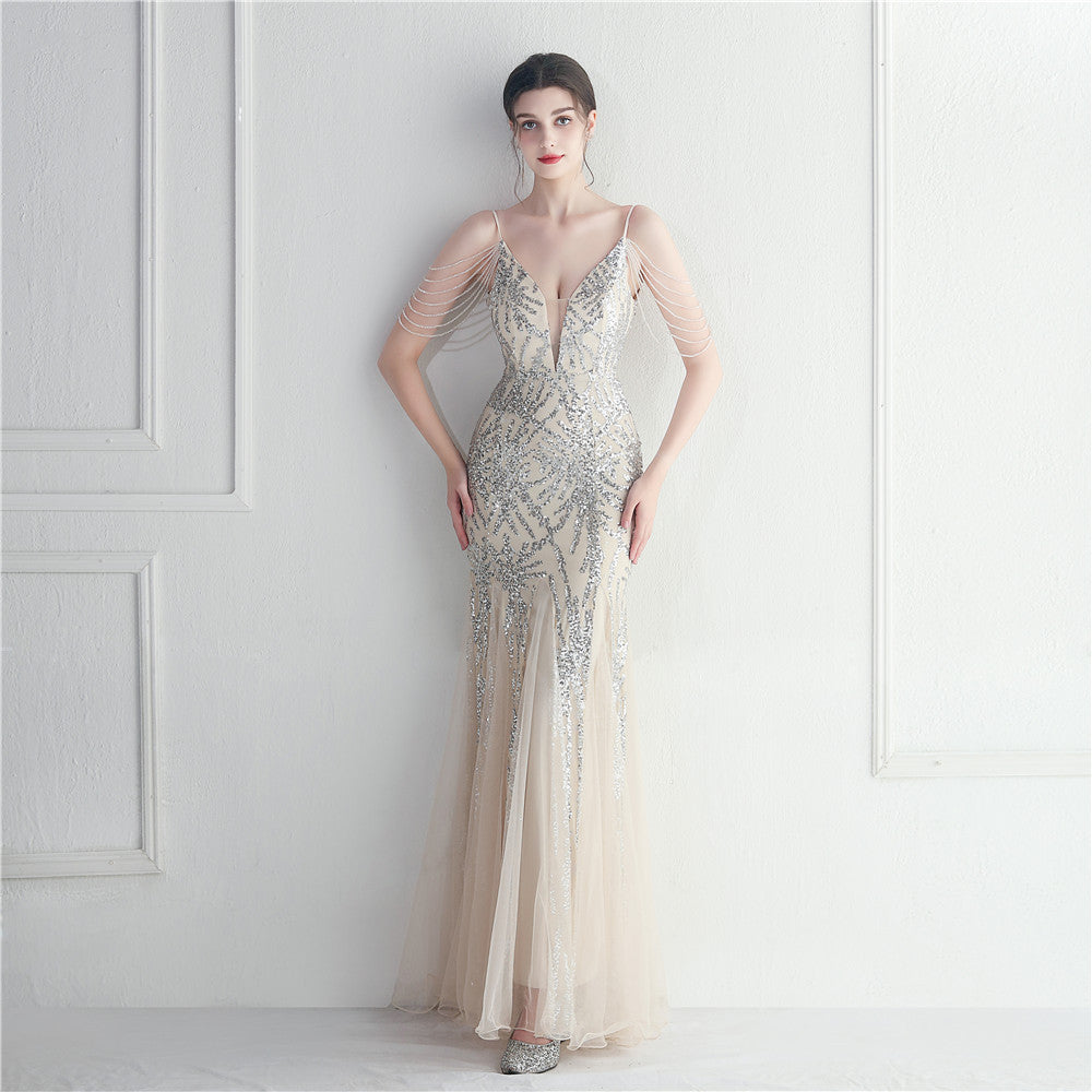 Beaded Camisole Evening Dress