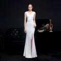 V-Neck Backless Split Fishtail Gown