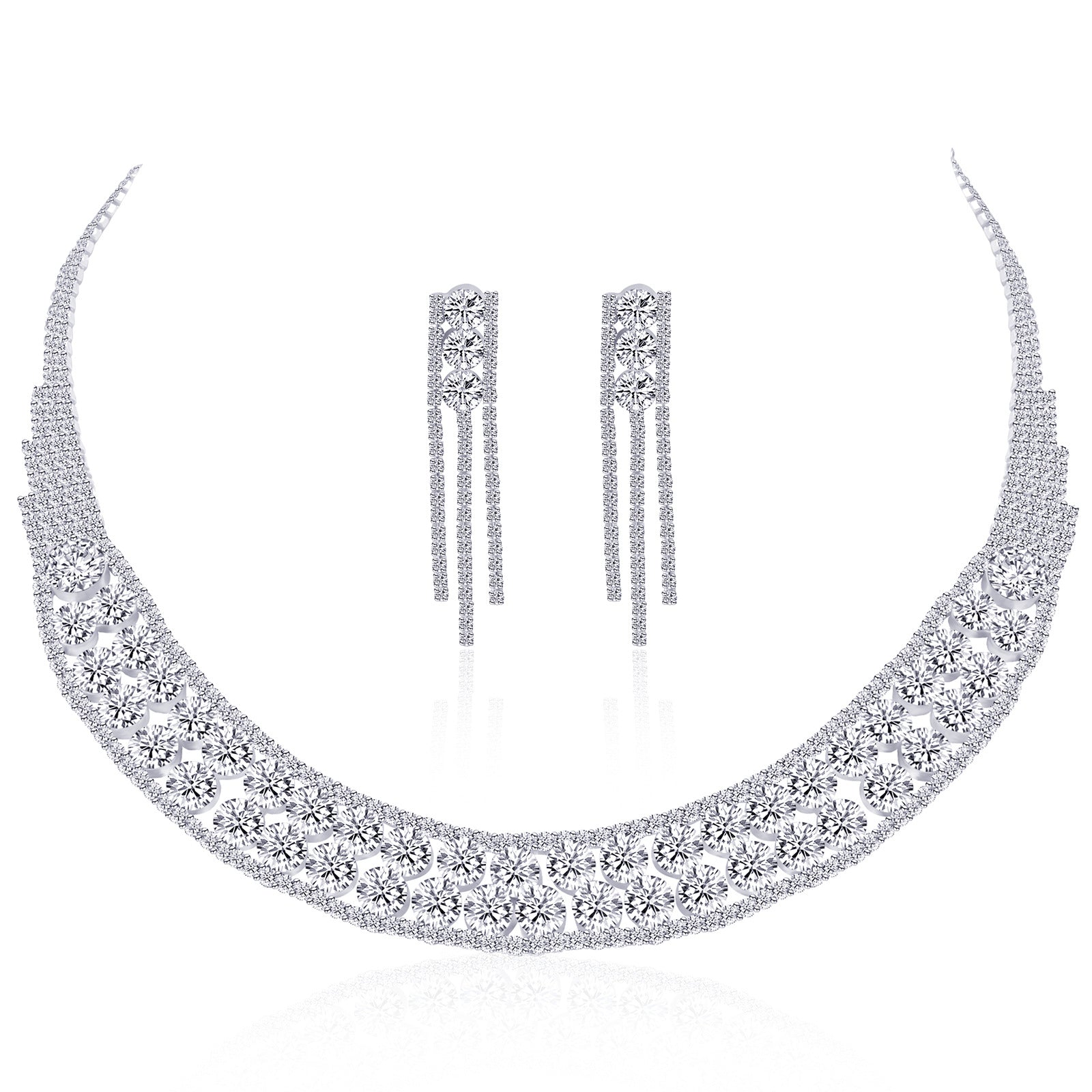 Luxury Super Flash Rhinestone Suite Bridal Jewelry Set