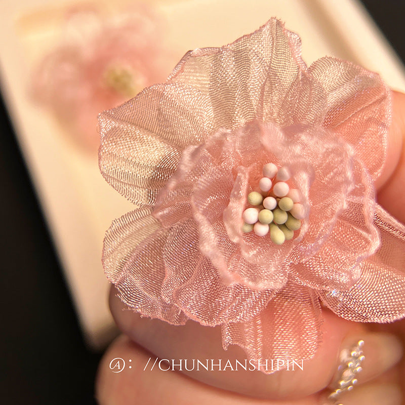 Dopamine Lace Flower Light Luxury High-grade Chiffon Suitable Ear Clip
