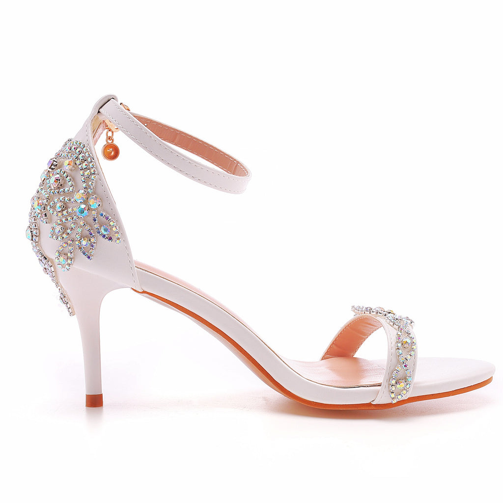 New Wedding Shoe Buckle with Pearl Sandals for Women's Sexy Open toed Party Nachtclub Stripping Shoes Steel Pipe Dance Shoes