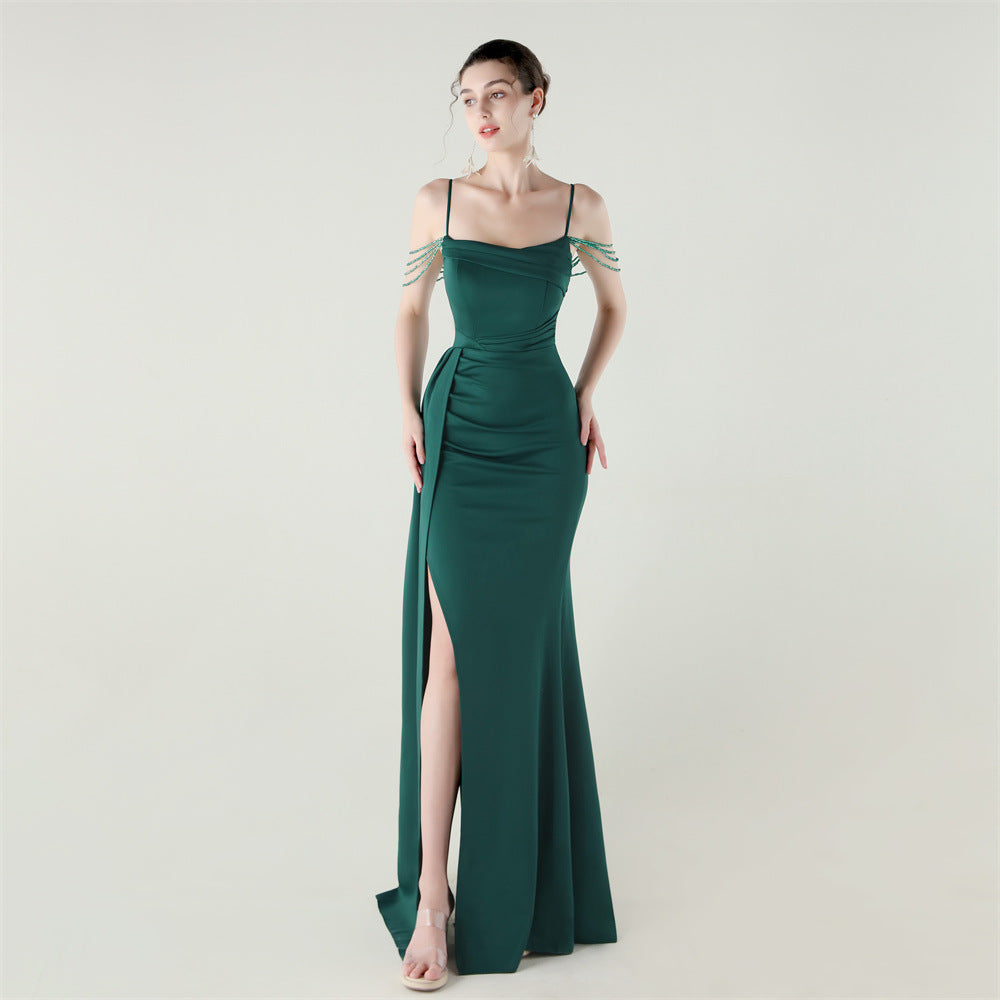 Beaded Chain Bandeau Fishtail Dress