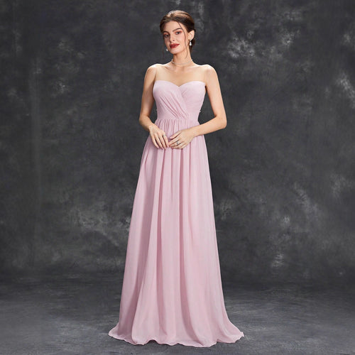 Chiffon Tube Top Bridesmaid Dress