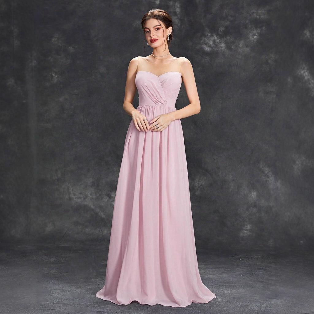 Chiffon Tube Top Bridesmaid Dress