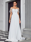 Simple Light Trailing Wedding Dress
