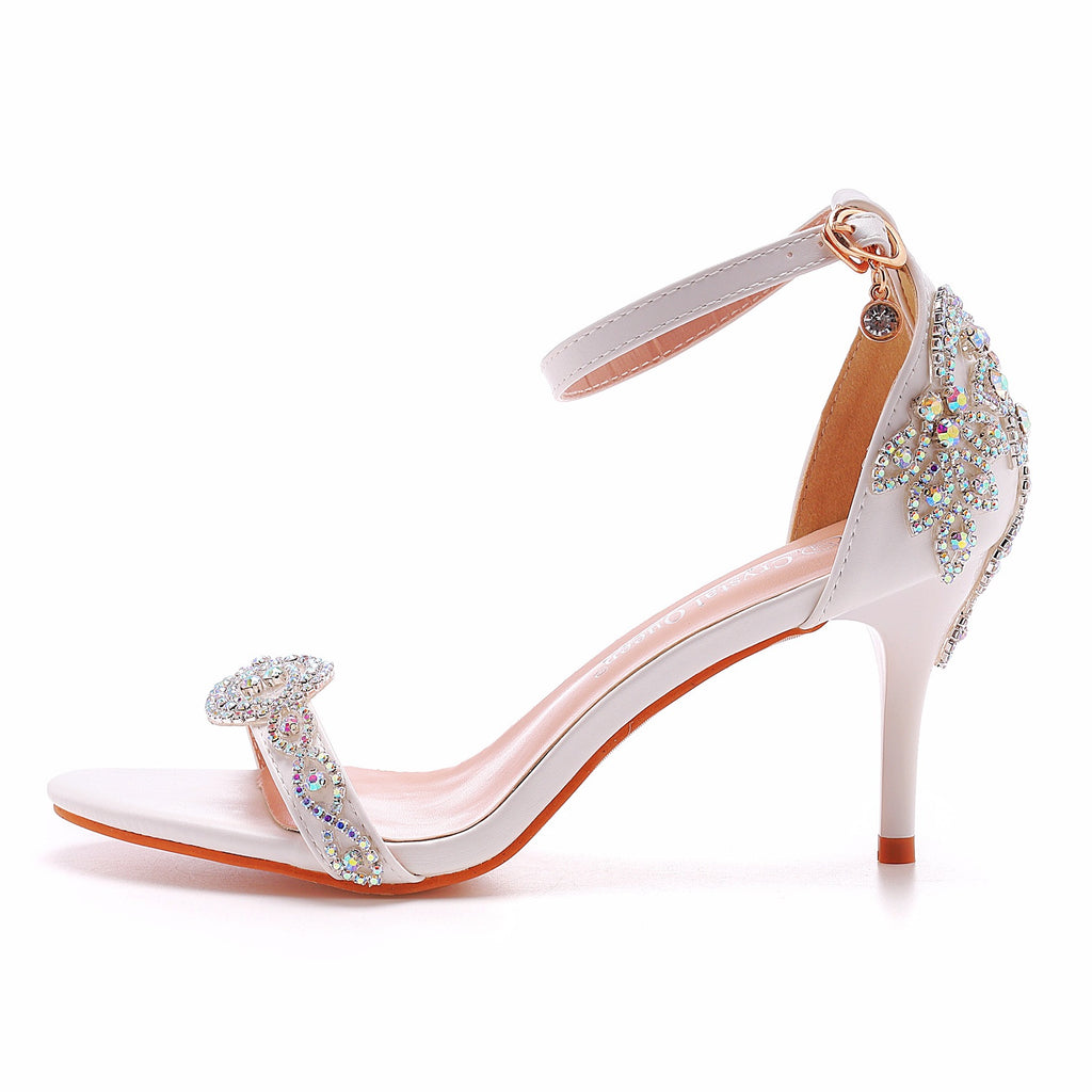 New Wedding Shoe Buckle with Pearl Sandals for Women's Sexy Open toed Party Nachtclub Stripping Shoes Steel Pipe Dance Shoes