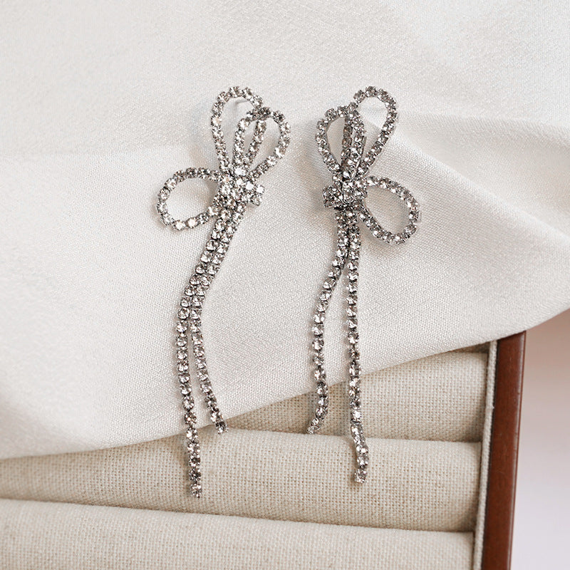 Women's Bow Long Tassel Eardrops Without Pierced Ears Mosquito Coil Affordable Rings