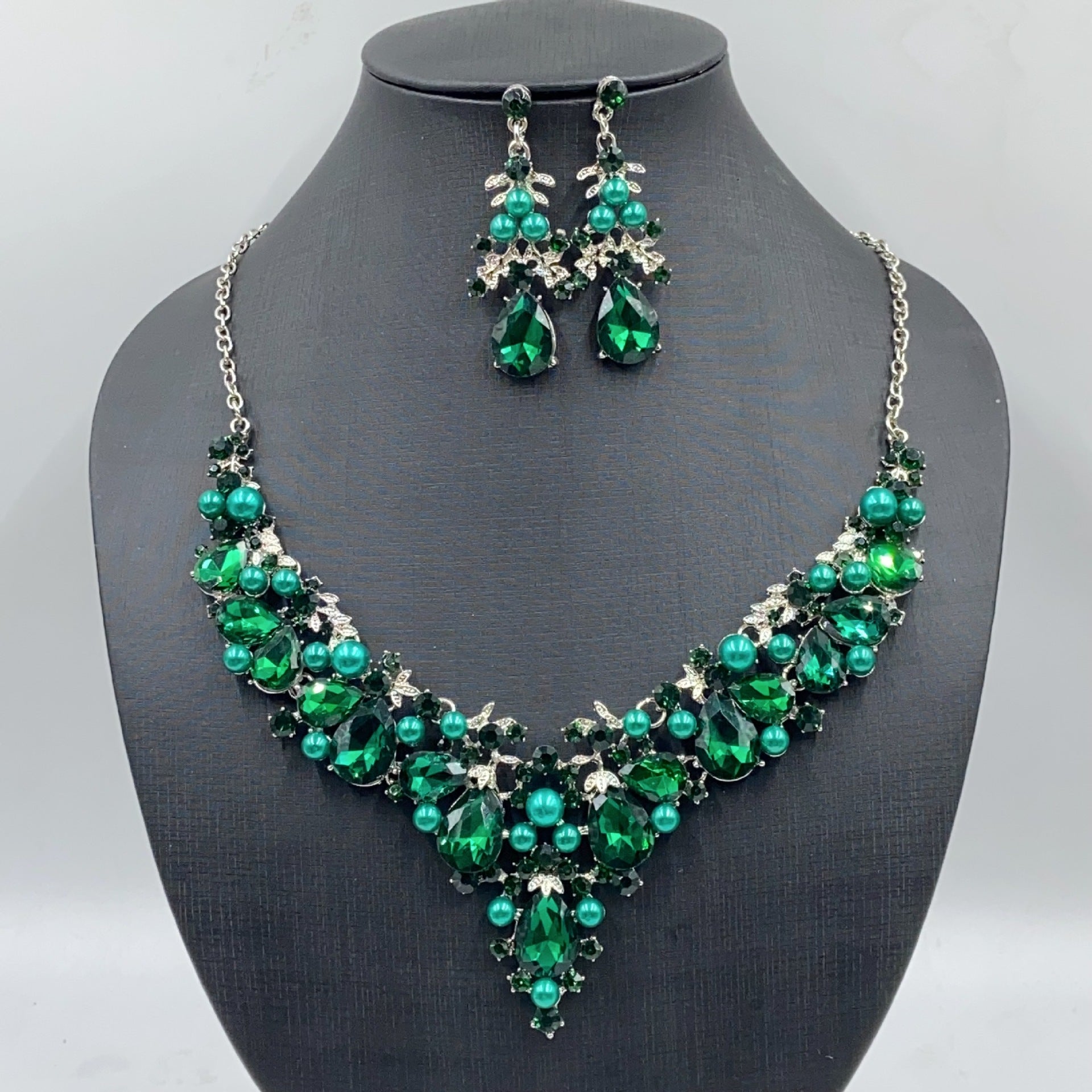 Pearl Water Drop Bridal Wedding Over Rhinestone Necklaces